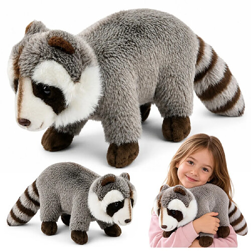 Lean Toys Peluche Raton Laveur Mascotte Doudou Réaliste Gris 45 cm