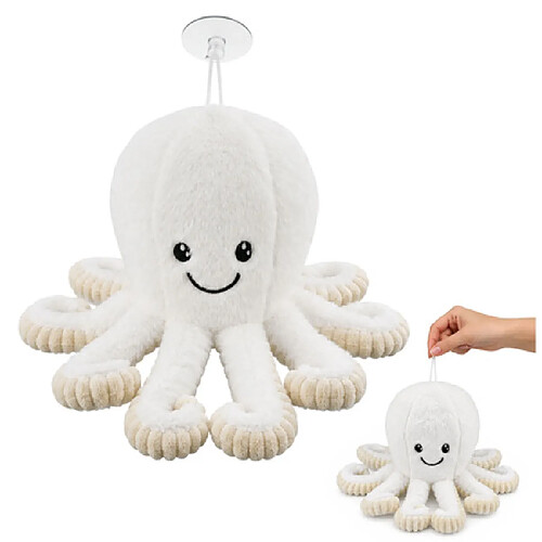 Lean Toys Poulpe en peluche peluche avec ventouse blanche 16 cm
