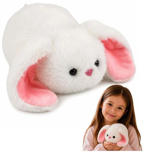 Lean Toys Lapin en Peluche Lapin aux Longues Oreilles Peluche Doudou Blanc 16 cm