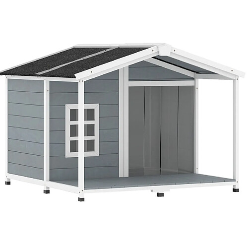 OKWISH Niche en bois gris avec terrasse et toit en asphalte, 107 x 103 x 83,5 cm