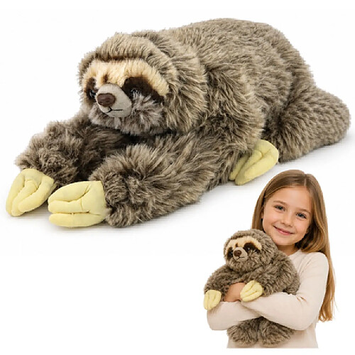Lean Toys Paresseux en peluche réaliste peluche doudou velcro sur les pattes 34 cm