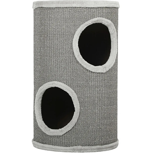 OKWISH Arbre à chat tonneau à griffer, 2 niches, 60 cm, gris clair