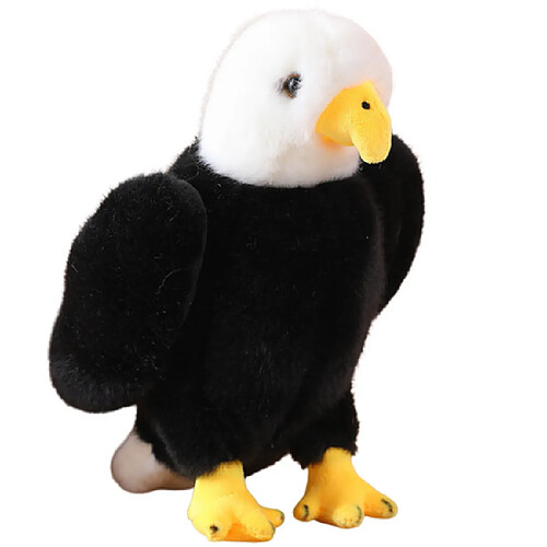 Lean Toys Aigle en peluche Oiseau Peluche Mascotte Doudou Noir et Blanc 25cm