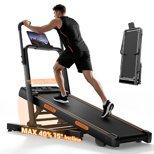 Lontek X5FD Tapis de Course Pliable, Inclinaison 32%, Double Barre de Support, 10 KM/H, 160 KG