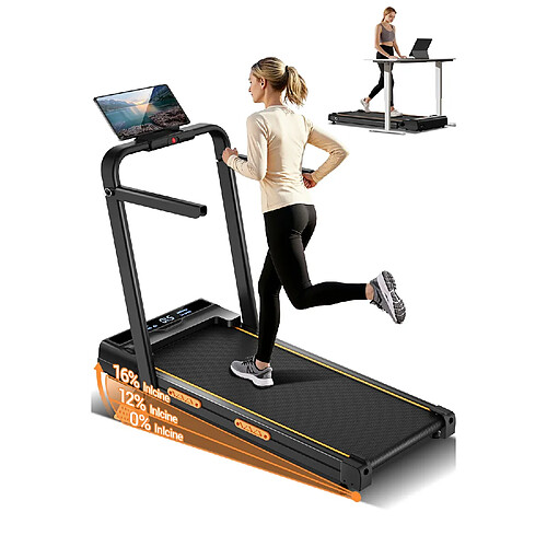 Lontek X5F Tapis de Course Pliable 3-en-1, Inclinaison 16%, 10 KM/H, 159 KG, Moteur Silencieux 3.0 HP
