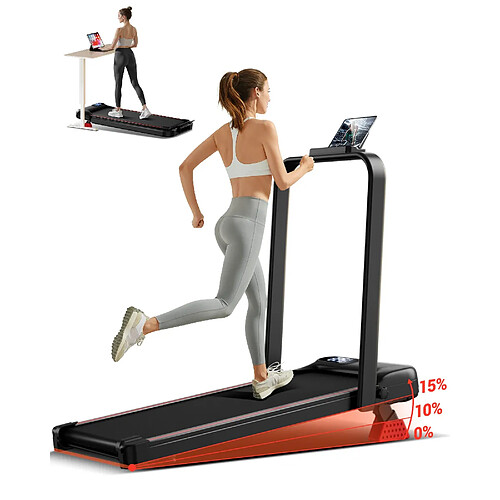 Lontek U20F Tapis de Marche Pliable, Inclinaison 10%/15%, 10 KM/H, 160 KG, Application et Télécommande