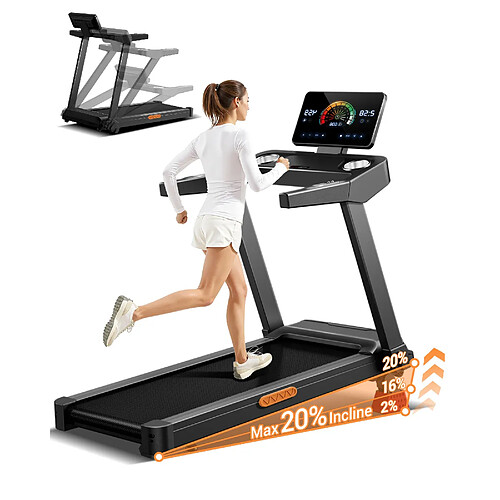 Lontek L20 Tapis de Course Pliable, Inclinaison 20%, 14 KM/H, 180 KG, 3.5 HP, Pliable à 11,4 CM