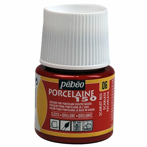 Pébéo Peinture à l'eau brillante pour porcelaine - Rouge écarlate