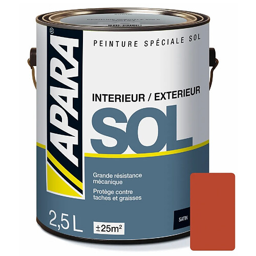 Apara Peinture Sol Satin - Rouge tomette 2.5 L
