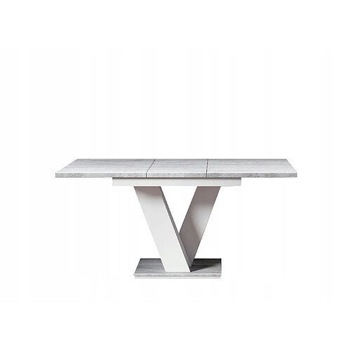 Tendance TABLE A MANGER EXTENSIBLE MASSI - BETON ET BLANC 120 - 160 CM