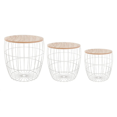 Atmosphera 3 Tables à café filaires Atomic - Diam. 40 cm - Blanc