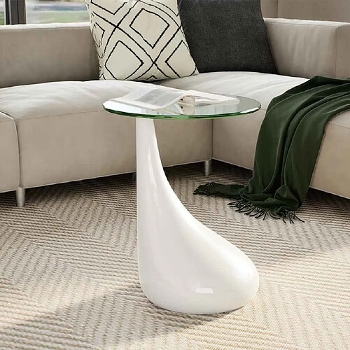 vidaXL Table basse Verre Blanc brillant