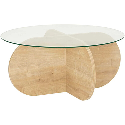 Hanah home Table basse ronde verre - Chêne