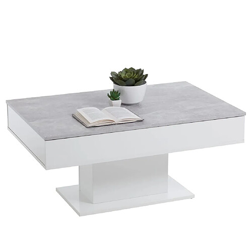 FMD Table basse gris béton/blanc