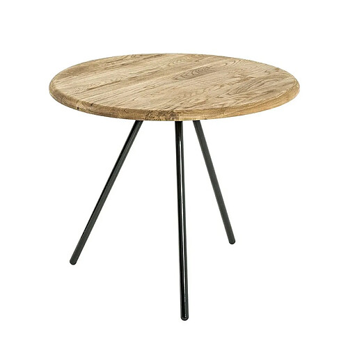 Pegane Table d'appoint ronde - Chêne et noir
