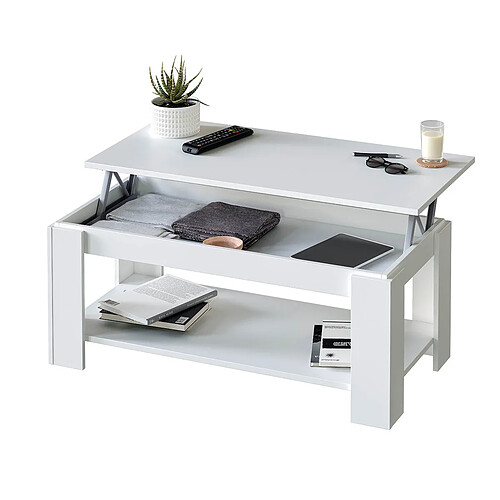 Pegane Table basse relevable - Blanc artic