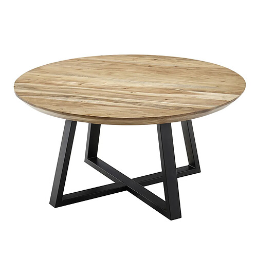 Pegane Table basse ronde acacia - naturel et noir