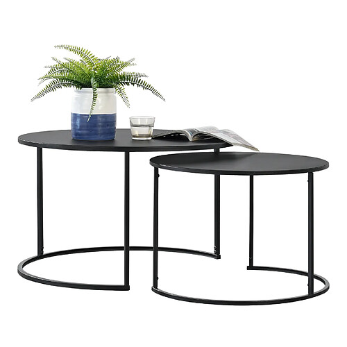 En.casa Table basse ronde métal - Noir