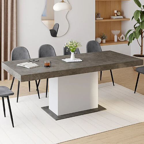 Idmarket MARKET Table extensible Eden - Béton/Blanc