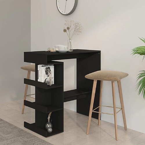 Vidaxl VIDA XL Table de bar - Noir avec étagères
