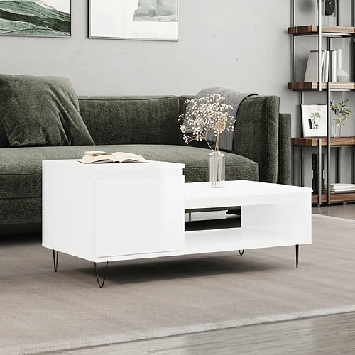 Vidaxl - Table basse Blanc Brillant 100 cm