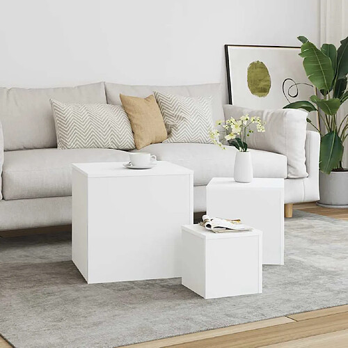 vidaXL Ensemble de Tables d'Appoint - Blanc