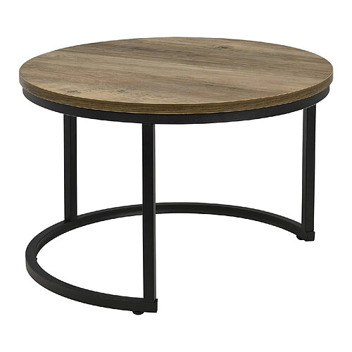 Helloshop26 Set de 2 Tables Gigognes - Bois Foncé/Noir