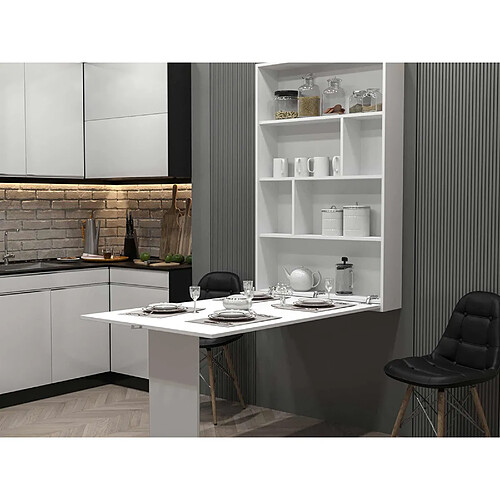 Bestmobilier Table murale rabattable - Blanc
