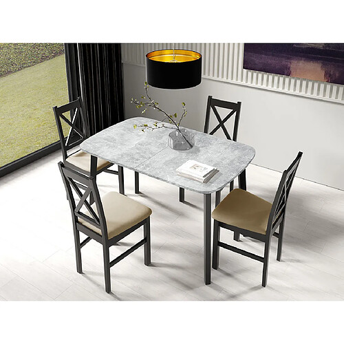 Bestmobilier Table à manger extensible - Gris et noir