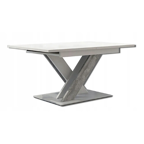 Tendance TABLE A MANGER EXTENSIBLE BRUCE - BETON ET BLANC 140 - 180 CM