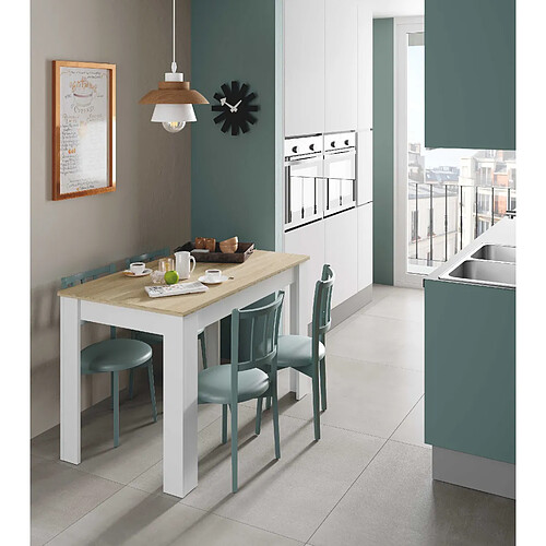 Alter Table à manger rectangulaire - Blanc et chêne