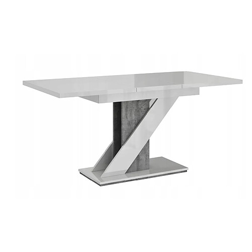 Tendance TABLE A MANGER EXTENSIBLE EVAN - BLANC LAQUE ET BETON 120 - 160 CM
