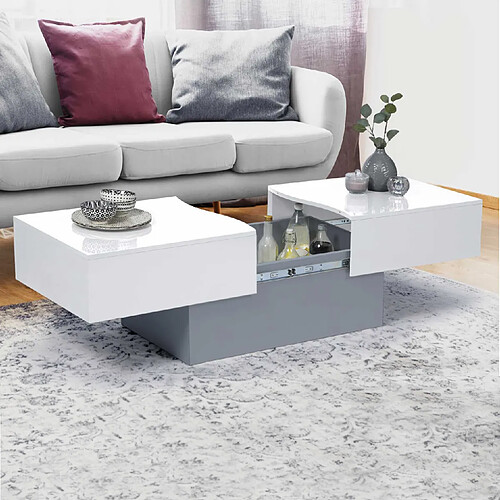 Idmarket MARTA Table basse - Gris/Blanc