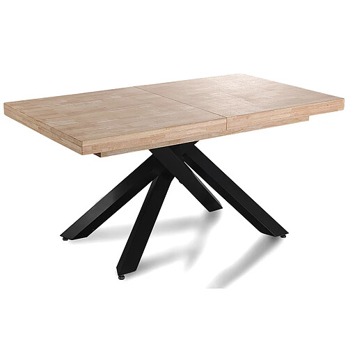Pegane Table à manger extensible - Chêne/noir