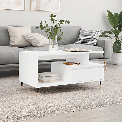 vidaXL Table basse Blanc