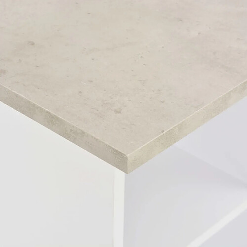 Helloshop26 Table haute mange-debout bar - Blanc et béton