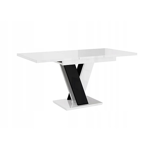 Tendance TABLE A MANGER EXTENSIBLE MASSI - BLANC ET NOIR LAQUE 120 - 160 CM
