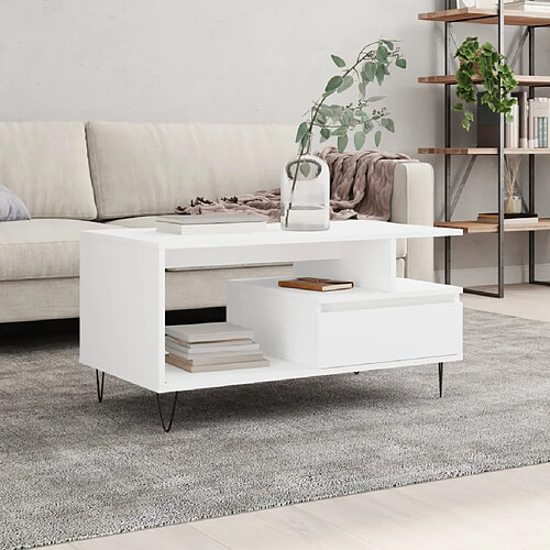 vidaXL Table Basse - Blanc