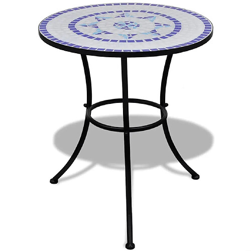 VIDAXL Table de bistro mosaïque bleu et blanc