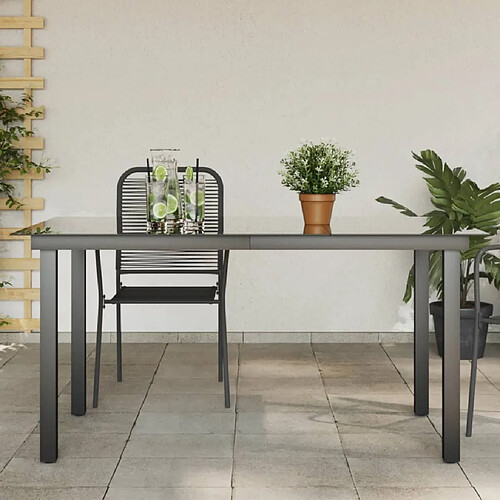 vidaXL Table de jardin aluminium et verre noir