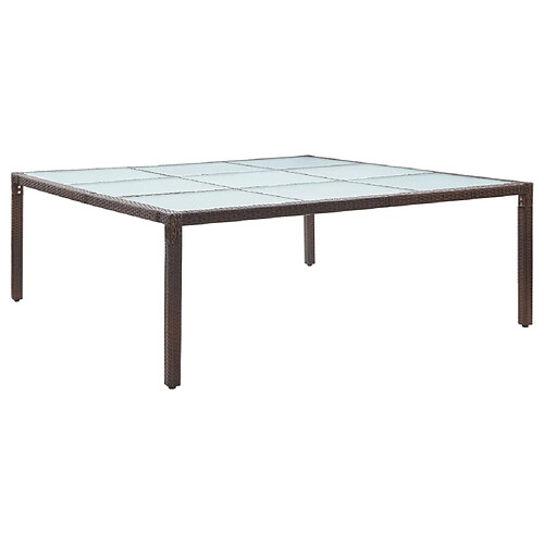 vidaXL Table à manger de jardin 200x200x74 cm - Résine tressée - Marron