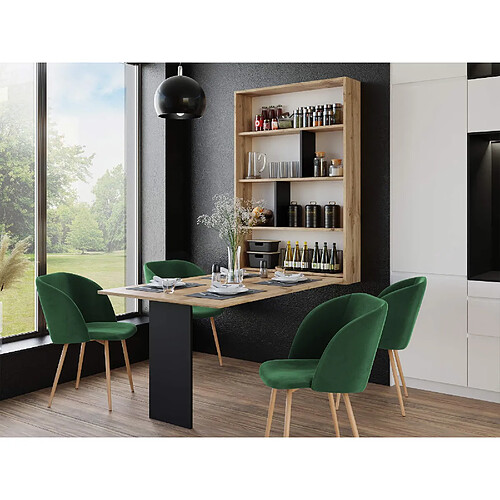 Bestmobilier Table à manger pliante rectangulaire - Noir/bois