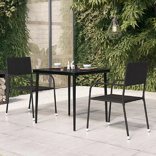 vidaXL Table à dîner de jardin 80x80 cm Acier et verre - Noir