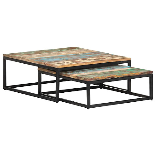 vidaXL Tables basses gigognes bois massif