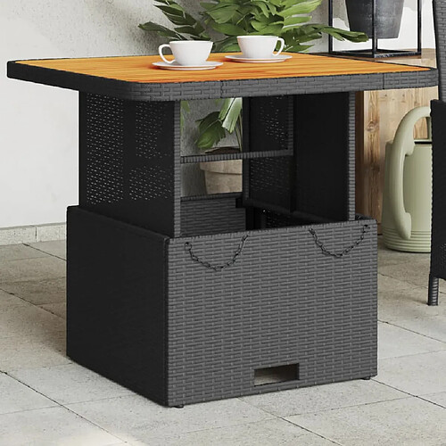 VIDAXL Table de jardin 80x80x71 cm - Résine tressée/bois acacia noir