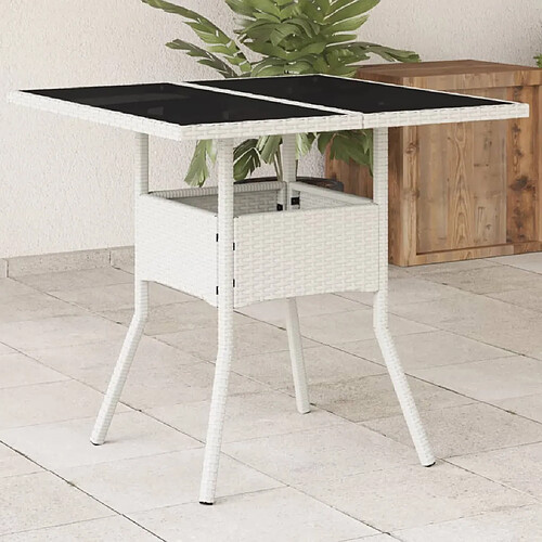 vidaXL Table de jardin - Blanc - Résine tressée