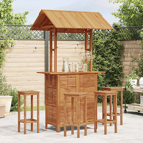 vidaXL Table de bar avec toit - Acacia 113x106x217 cm