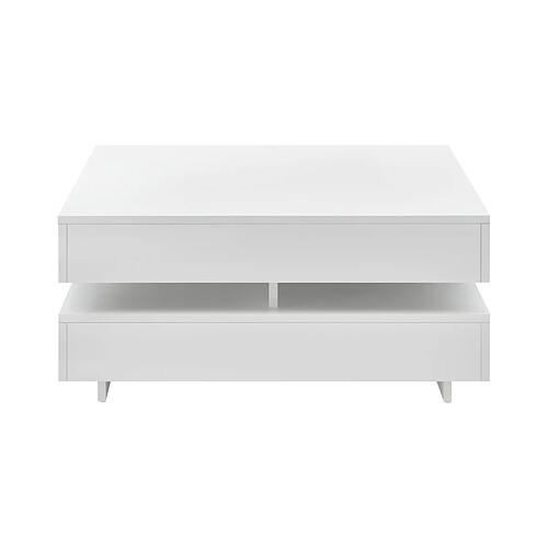 Helloshop26 Table Basse avec Rangement - Blanc Brillant