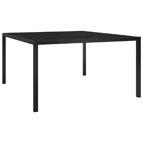 vidaXL Table de jardin 130x130x72 cm - Acier et Verre - Noir