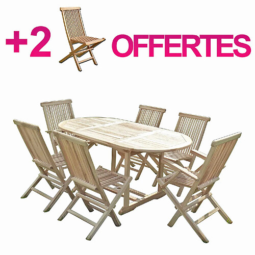 C&l jardin Ensemble table et chaises de jardin - Teck naturel